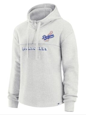 Fanatics LA Dodgers Quarter Zip Hoodie Pullover Cream Women’s L NWT